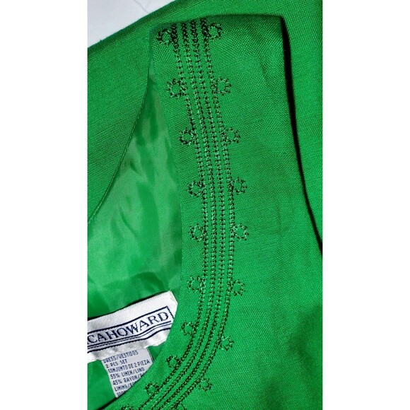 Green Linen Blend Shift Maxi Dress 8, Sleeveless Scoop Neck, Cottagecore Garden - Picture 12 of 13